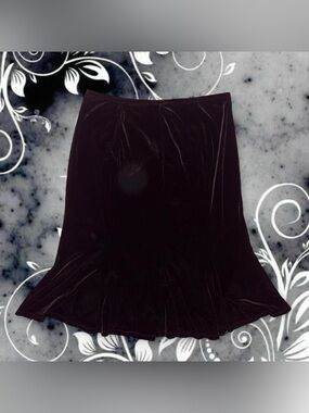 vtg 90s/y2k velvet pleated midi skirt - notations, sz lg
